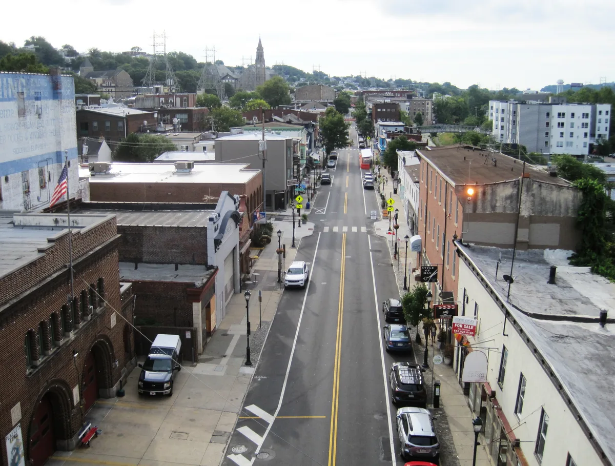 Main Street, Manayunk, from the Manayunk Bridge, 2022.