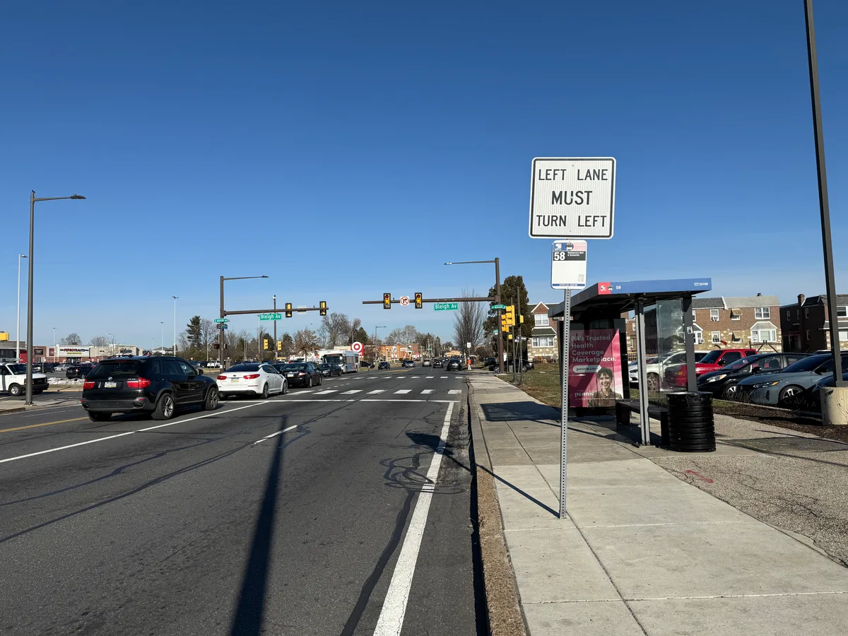 Bustleton Avenue at Bleigh Avenue, Northeast Philadelphia.