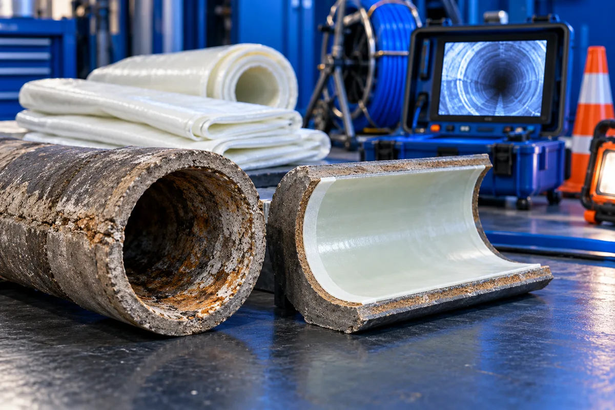 Illustration explaining CIPP pipe lining